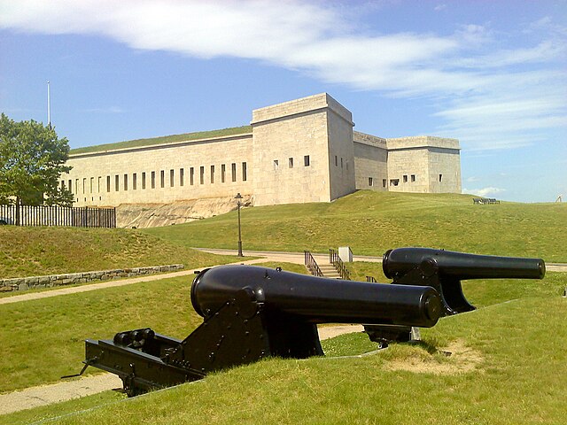 Historic cannons at Fort Trumbull State Park New London Connecticut